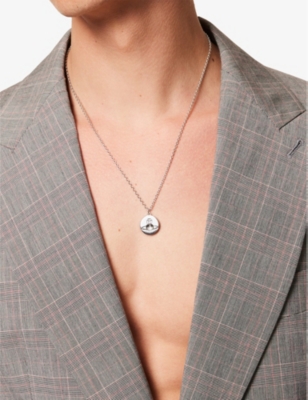 Vivienne Westwood Mens Platinum Janus Orb-engraved 925 Sterling Silver Pendant Necklace In Platinum