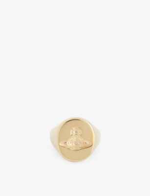 VIVIENNE WESTWOOD MENS SEAL GOLD-PLATED STERLING-SILVER RING 