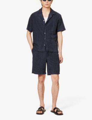 Shop Che Men's Vy Burle Organic-cotton And Recycled Polyester-blend Shirt In Navy