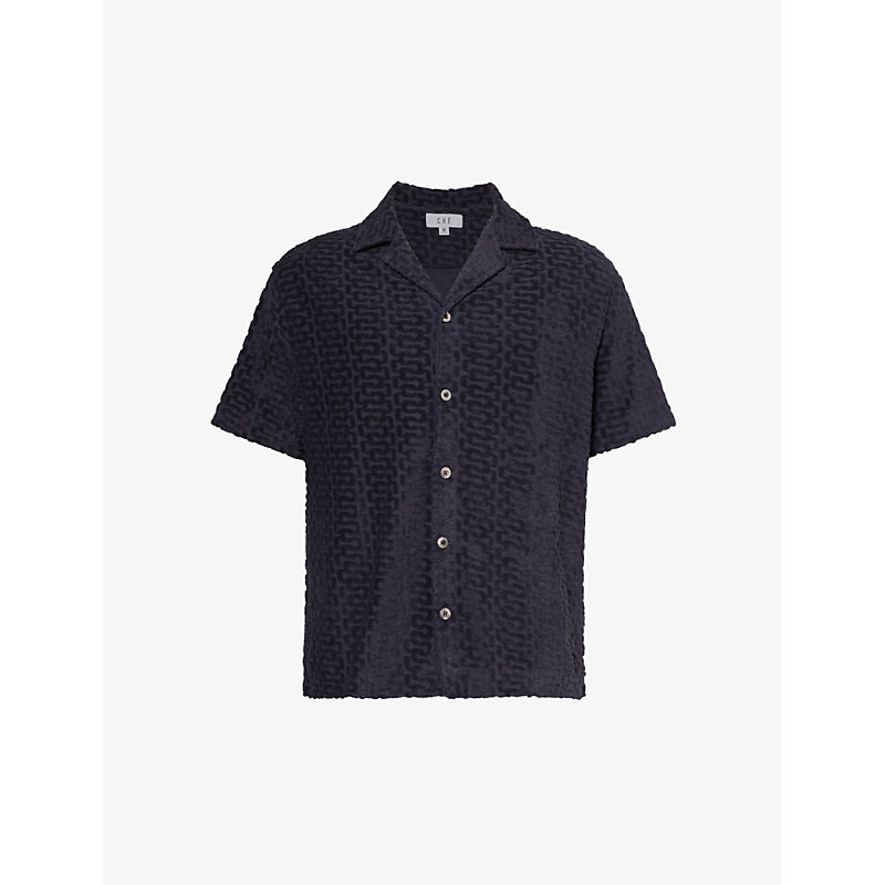 Shop Che Burle Organic-cotton And Recycled Polyester-blend Shirt In Navy