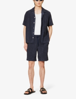 Shop Che Men's Navy Burle Organic-cotton And Recycled Polyester-blend Shorts