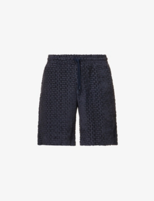 Shop Che Men's Navy Burle Organic-cotton And Recycled Polyester-blend Shorts