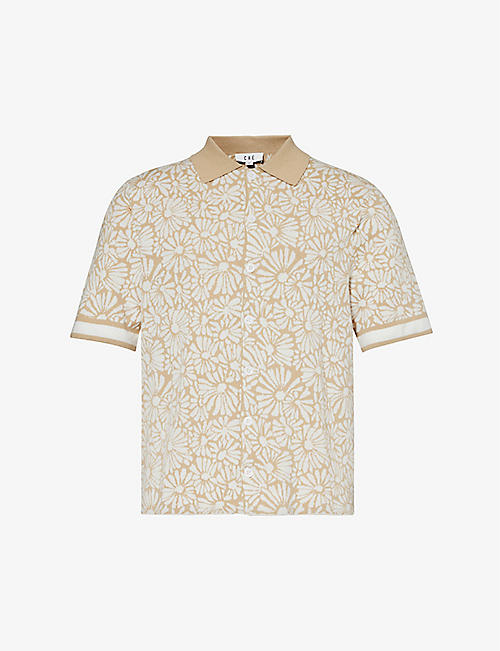 CHE: Daisy floral-jacquard cotton knitted shirt