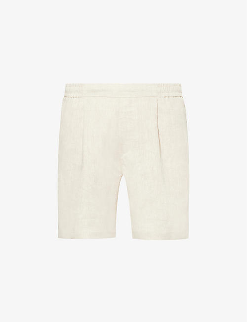 CHE: Pleated slip-pocket linen shorts