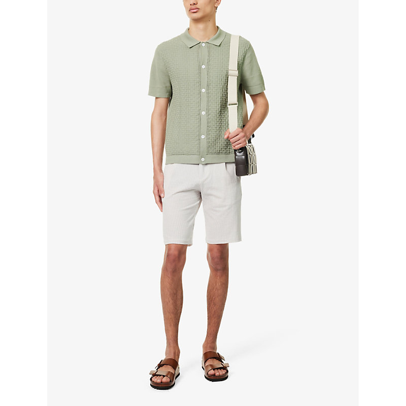 Shop Che Men's Sage Links Short-sleeved Regular-fit Cotton-knit Shirt