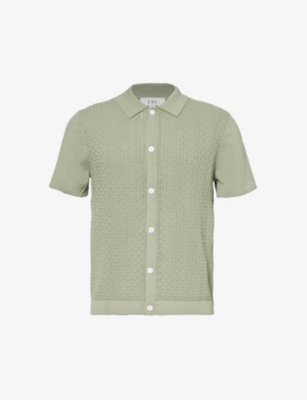 Shop Che Men's Sage Links Short-sleeved Regular-fit Cotton-knit Shirt