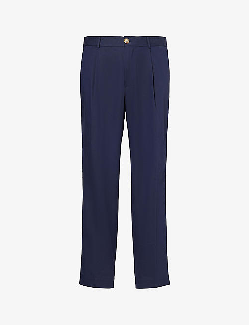 CHE: Pleated belt-loop straight-leg regular-fit cotton-blend trousers