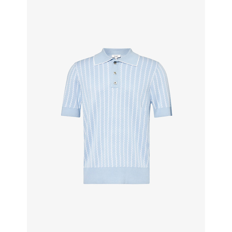 Shop Che Men's Powder Blue The Monaco Knitted Polo Shirt