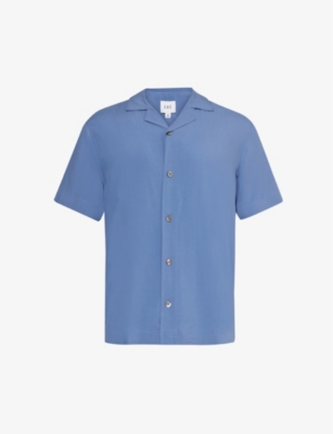 Shop Che Mens Blue Valbonne Relaxed-fit Woven Shirt