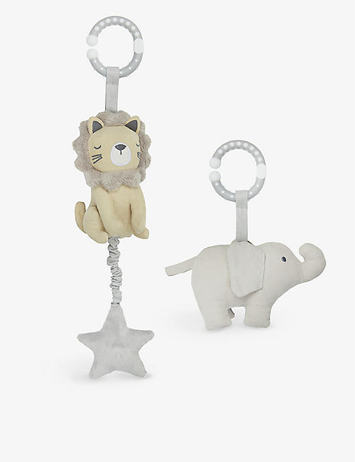 THE LITTLE WHITE COMPANY: Animal-theme woven jitter and rattle set of two