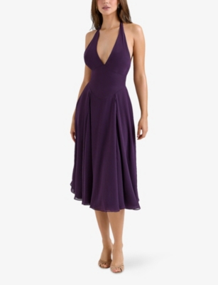 House Of Cb Womens Grape Solada Floral-pattern Woven Midi Dress In Purple