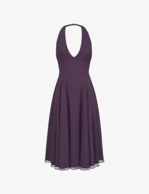 House Of Cb Womens Grape Solada Floral-pattern Woven Midi Dress In Purple