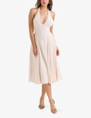 HOUSE OF CB: Solada floral-pattern woven midi dress