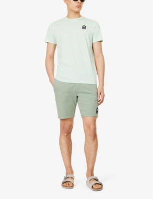 Shop Sandbanks Men's Sage Brand-patch Elasticated-waistband Organic Cotton-blend Jersey Shorts