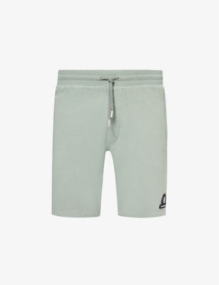 Shop Sandbanks Men's Stone Brand-patch Elasticated-waistband Organic Cotton-blend Jersey Shorts
