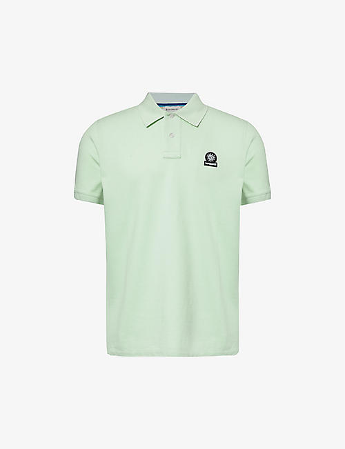 SANDBANKS: Brand-patch crewneck organic-cotton polo shirt