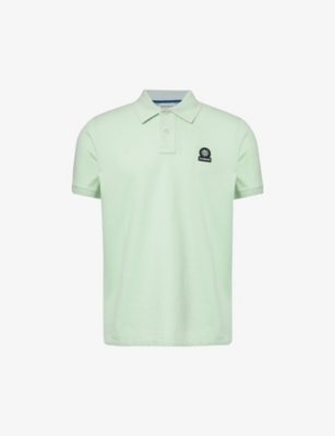 Shop Sandbanks Brand-patch Crewneck Organic-cotton Polo Shirt In Mint