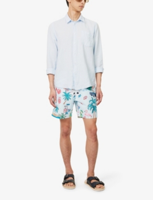 Shop Sandbanks Men's Light Blue Vegas Brand-embroidered Swim Shorts In Light  Blue