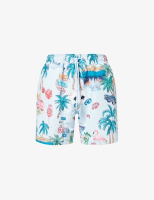 Shop Sandbanks Men's Light Blue Vegas Brand-embroidered Swim Shorts In Light  Blue