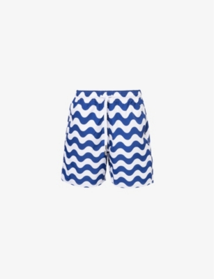 SANDBANKS: Relaxed-fit graphic-pattern recycled-polyester swim shorts