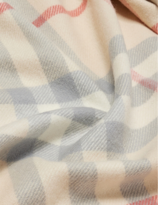 Checked brushed-texture wool baby blanket 90cm x 90cm