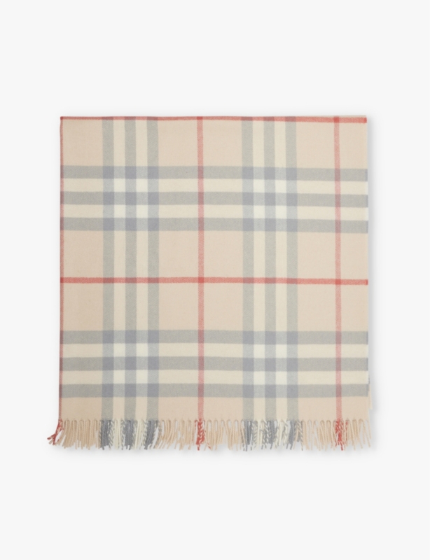 Checked brushed-texture wool baby blanket 90cm x 90cm
