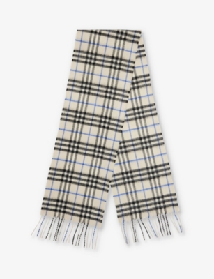 BURBERRY: Check-print brand-tab cashmere scarf 3-14 years