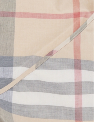 BURBERRY: Checked long-sleeved waxed cotton bib 12-18 months