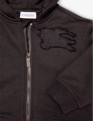 Shop Burberry Boys Black Kids Clyde Logo-print Long-sleeve Cotton-jersey Hoody 6-24 Months