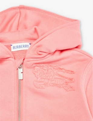 Shop Burberry Pale Hibiscus Clyde Logo-embroidered Cotton-jersey Hoody 6 Months-2 Year