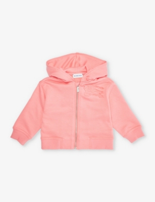 Shop Burberry Pale Hibiscus Clyde Logo-embroidered Cotton-jersey Hoody 6 Months-2 Year