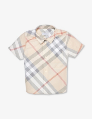 Burberry Babies'  Pale Stone Ip Check Owen Check-print Cotton Shirt 12 Months-2 Years