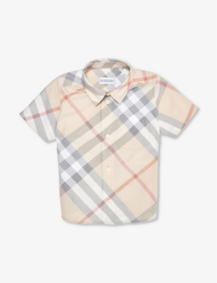 BURBERRY Owen check print cotton shirt 6 24 months Selfridges