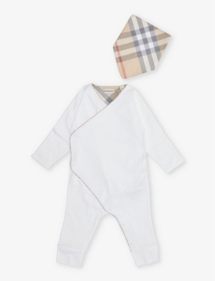 BURBERRY: Rizzo check-print cotton-jersey two-piece gift set 1-12 months