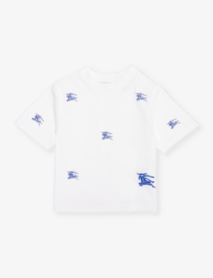 Burberry Boys White Kids Cedar Logo-print Cotton-jersey T-shirt 6-24 Months