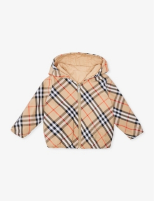 Burberry Babies'  Sand Ip Check Rufus Check-print Cotton Jacket 12 Months-2 Years