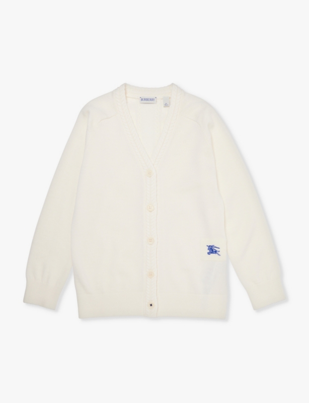 Graham logo-embroidered wool knitted cardigan 3-14 years