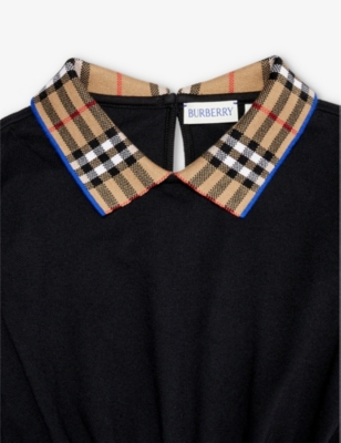 BURBERRY: Alesa logo-embroidered cotton-piqué dress 4-14 years