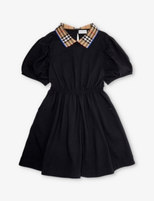 BURBERRY: Alesa logo-embroidered cotton-piqué dress 4-14 years