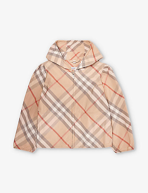 BURBERRY: Tilly check-print woven-blend jacket 3-14 years