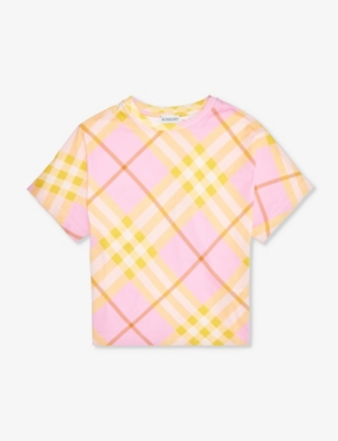 Shop Burberry Lilia Check-print Cotton-jersey T-shirt 6-12 Years Carnation Pnk Ip Chk