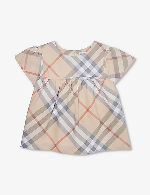 BURBERRY: Zoey check-print cotton top 3-14 years