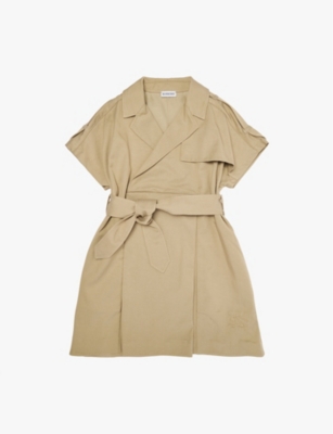 BURBERRY: Wrap-front belted-waist woven-blend dress