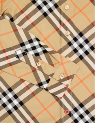 Burberry Sand Ip Check Owen Check-print Cotton Shirt 3-14 In Sand Ip Check