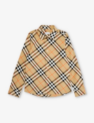 BURBERRY: Owen check-print cotton shirt 3-14 years