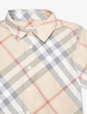 Burberry Owen Regular-fit Short-sleeve Checked Cotton-poplin Shirt 3-1 In Pale Stone Ip Check