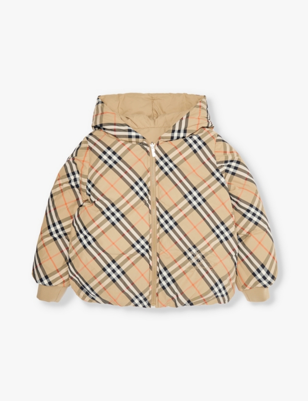 Axel check-print shell-down jacket 3-14 years
