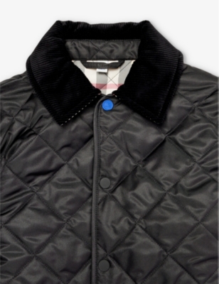 Shop Burberry Boys Black Kids Indy Corduroy-collar Quilted 4-14 Years