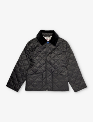 Shop Burberry Boys Black Kids Indy Corduroy-collar Quilted 4-14 Years