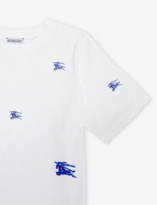 Shop Burberry Boys White Kids Cedar Logo-print Cotton-jersey T-shirt 3-14 Years